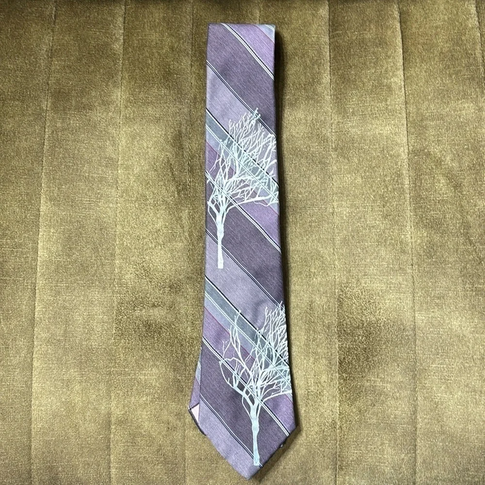 Vintage purple, grey and silver up cycled art tree tie